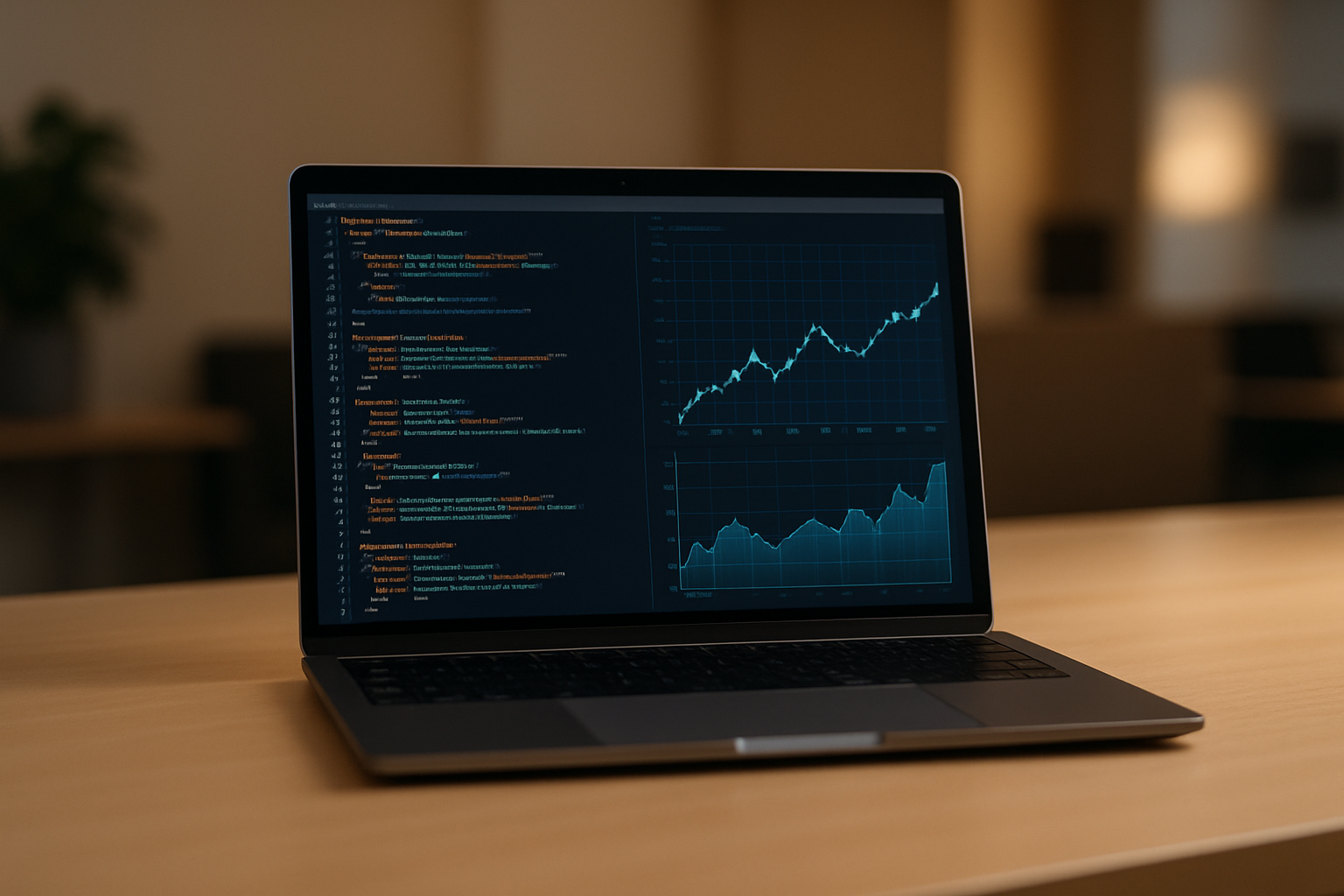 Laptop com dados e análises